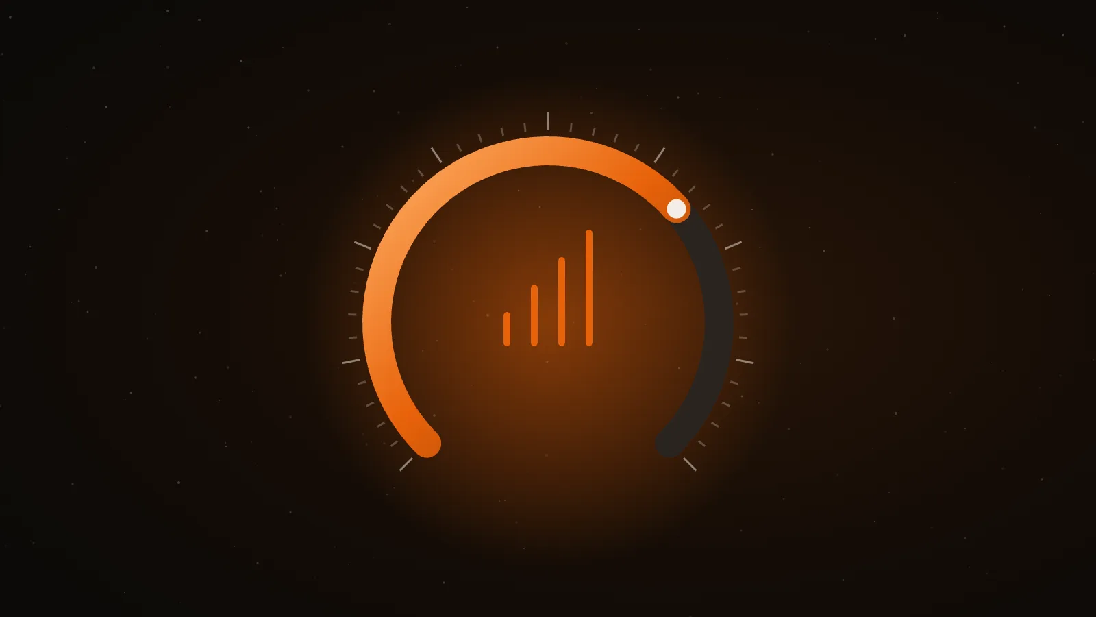 Indicador de consumo de datos en naranja sobre fondo oscuro