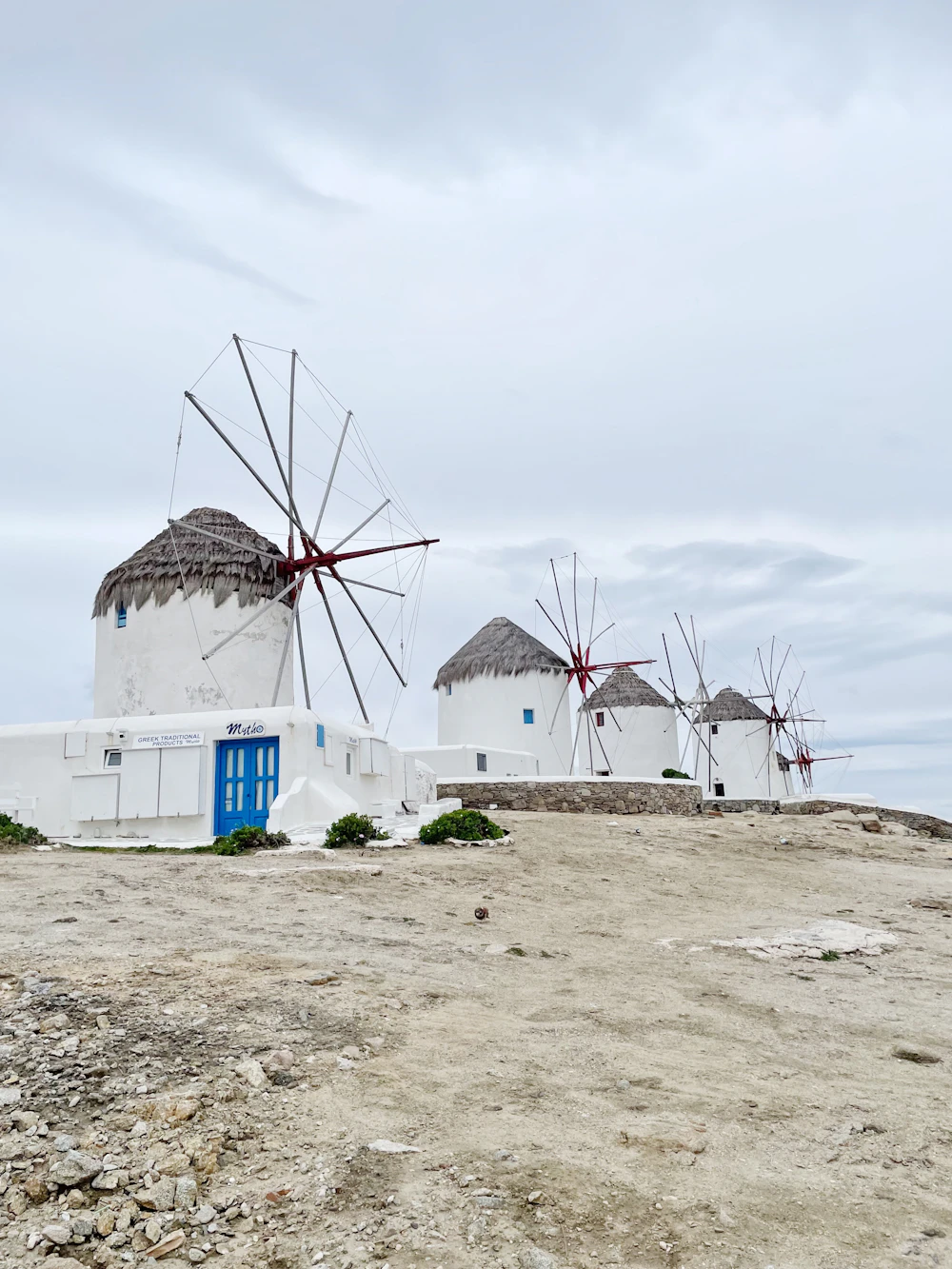 Iconic white windmills of Mykonos, Greece